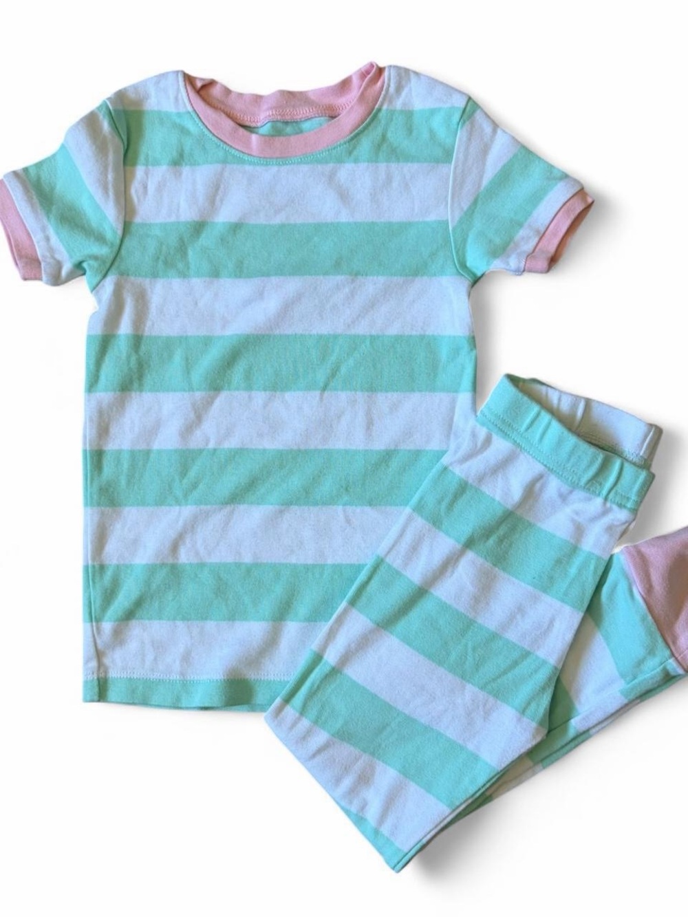 Spotted Zebra Striped Mint & White Kids toddler girls Pajama Set Sz 4T